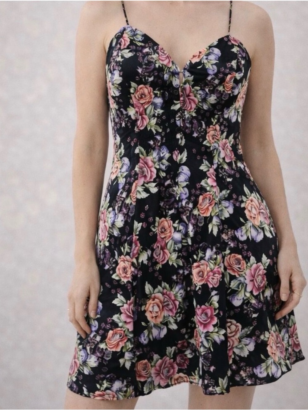 Goth dark Victorias Secret Vintage Gold Label Satin Slip Dress M Floral Paisley